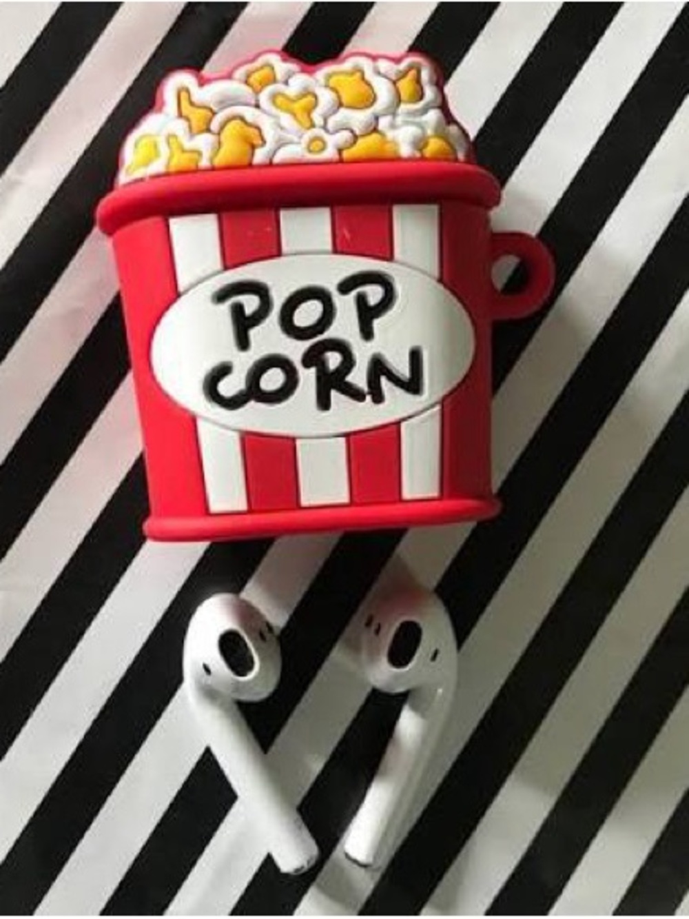 Red Popcorn Silicone Earbud Case - Cute Protective Cover